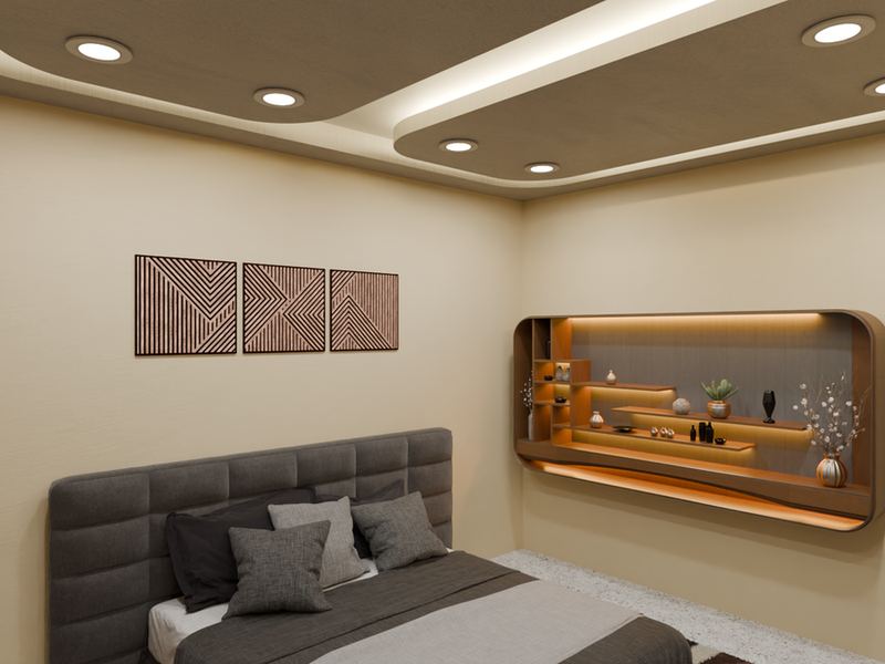 3D render of a master bedroom
