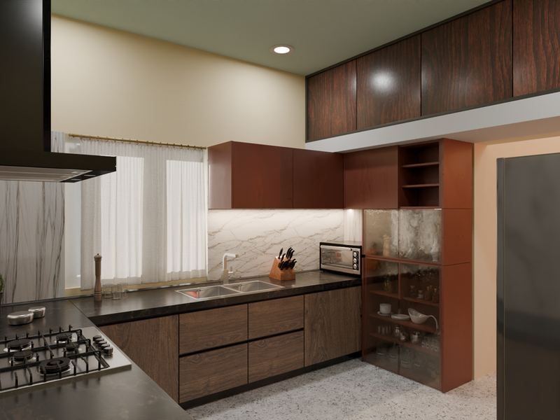3D render of a modular kitchen