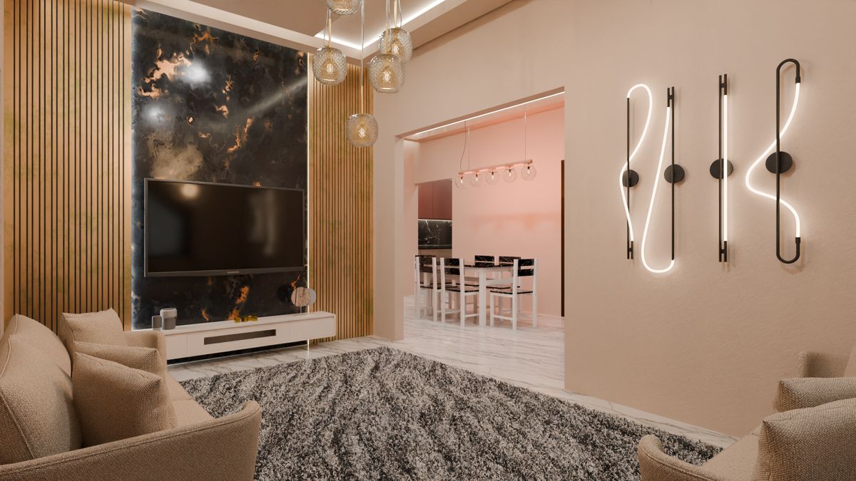 3D render from the Morais City House 2 project: Living Room 1
